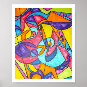 Poster Le Barrage D'Oiseaux Dans L'Art Géométrique Modern