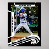 Poster Le baseball reste dans la coutume en argent vif (Devant)