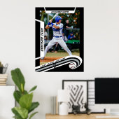 Poster Le baseball reste dans la coutume en argent vif (Bureau à domicile)
