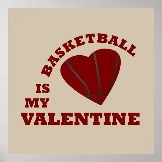 Poster le basket-ball est ma valentine au coeur rouge (Devant)