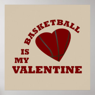 Poster le basket-ball est mon valentin avec cœur rouge