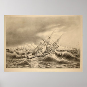 Poster Le bateau Tempête-Jeté en l'air