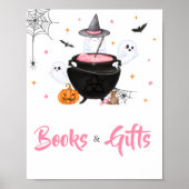Poster Le bébé d'Halloween rose brasse des livres et des (Devant)