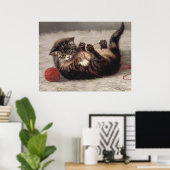 Poster Le berceau de chat, un chat qui joue à la balle de (Bureau à domicile)