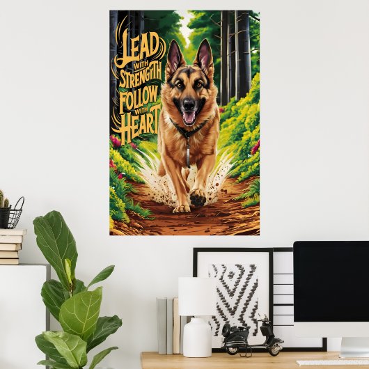 Poster Le Berger Allemand Traverse La Forêt (Bureau à domicile)