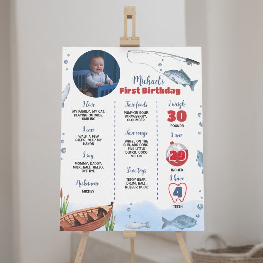 Poster Le Big One Fishing First Birday Milestone Sign