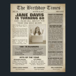 Poster Le Birthday Times 1961 Signé pour un 60e anniversa<br><div class="desc">Extra ! Extra ! Lisez tout à ce sujet : Cette couverture de journal du Birthday Times de 1961 avec nom personnalisable, date et photo est une idée géniale pour décorer votre 60e anniversaire ou une fête de retour aux années 60! Si vous cherchez des affiches avec d'autres années, jetez...</div>