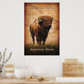 Poster Le bison américain sur la carte (Cuisine)