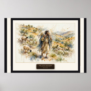 Poster Le Bon Berger — Aquarelle fluide