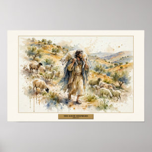 Poster Le Bon Berger — Aquarelle fluide