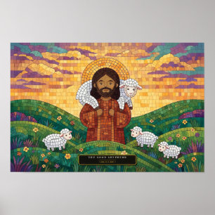 Poster Le Bon Berger — Mosaïque de Rubik's Cube