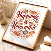 Poster Le bonheur est fait maison Cuisine Mur Art