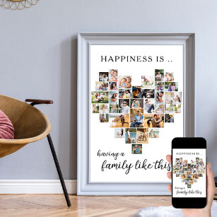 Poster Le bonheur est la famille comme ce collage en form