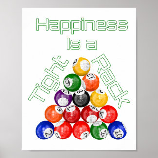 Poster Le Bonheur Est Un Rack Serré Billard Drôle
