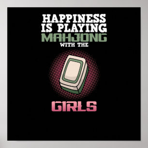 Poster Le Bonheur Joue Aux Jeux De Joueur De Mahjong