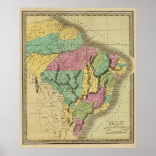 Poster Le Brésil avec la Guyane et le Paraguay