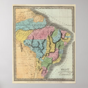 Poster Le Brésil avec la Guyane et le Paraguay