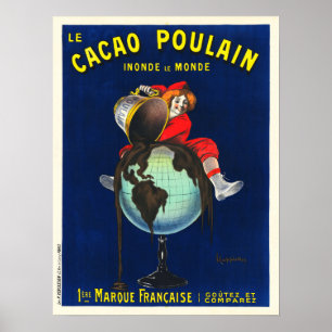 Poster LE CACAO POULAIN Chocolat Aliments Vintage Françai
