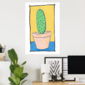 Poster Le cactus - dessin original, simple et décalé (Bureau à domicile)