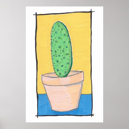 Poster Le cactus - dessin original, simple et décalé (Devant)