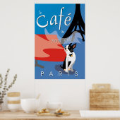 Poster Le Cafe de Petit Chien, Paris (bleu) (Cuisine)