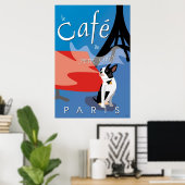 Poster Le Cafe de Petit Chien, Paris (bleu) (Bureau à domicile)