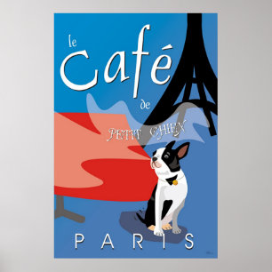 Poster Le Cafe de petit Chien, Paris (bleu)