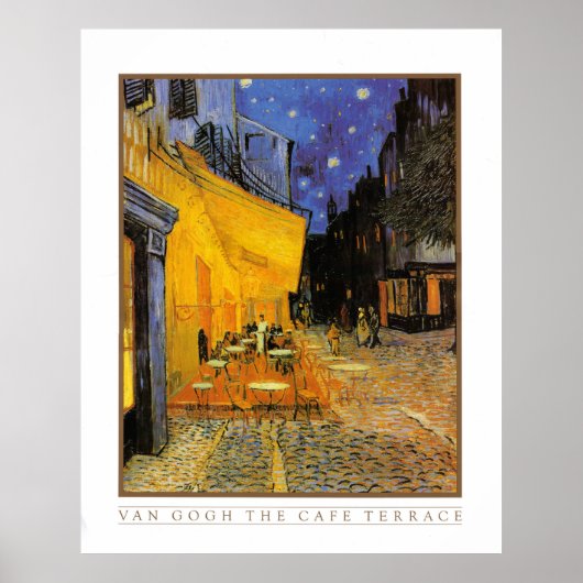 Poster Le Café Terrasse à la Nuit par Vincent Van Gogh 18 (Devant)