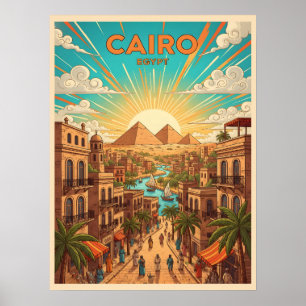 Poster Le Caire Egypte Carte Postale de Voyage Vintage av