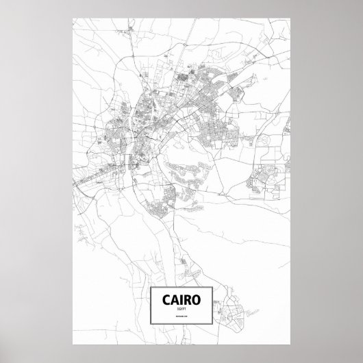 Poster Le Caire, Egypte (noir sur blanc) (Devant)