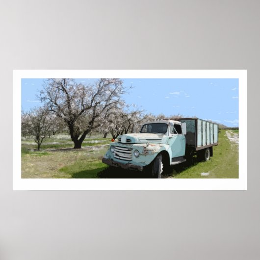 Poster Le Camion de Megan en fleurs d'amandes (Devant)