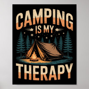 Poster Le camping est ma thérapie amusante feu de camp ex