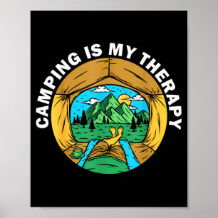 Poster Le camping est une thérapie drôle de plein air ran