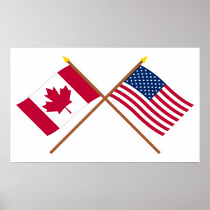 Poster Le Canada et les drapeaux croisés par Etats-Unis