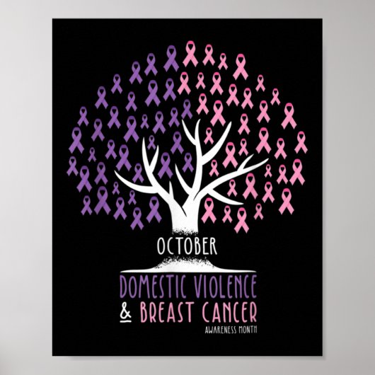 Poster Le Cancer De L'Arbre À Ruban Et La Violence Domest (Devant)