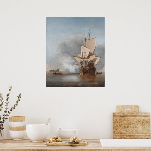 Poster Le Cannon Shot, Willem van de Velde le Jeune (Cuisine)