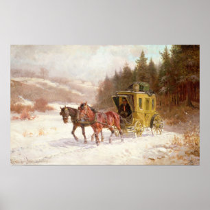 Poster Le car de courrier dans la neige