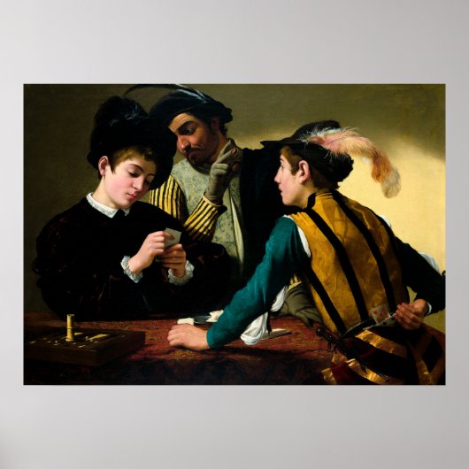 Poster Le Cardsharps par Caravaggio (Devant)