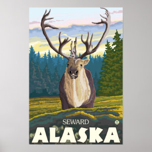 Poster Le caribou dans la nature - Seward, Alaska