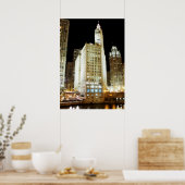 Poster Le célèbre monument de Chicago la nuit (Cuisine)