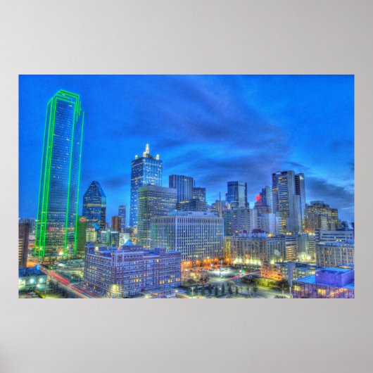 Poster Le centre-ville de Dallas la nuit (Devant)