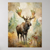 Poster Le cerf dans une forêt (Devant)