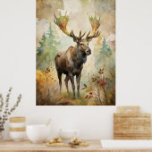 Poster Le cerf dans une forêt (Cuisine)
