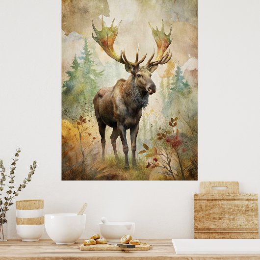 Poster Le cerf dans une forêt (Cuisine)