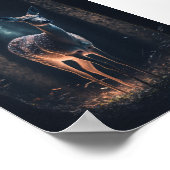 Poster Le cerf dans une forêt magique (Coin)