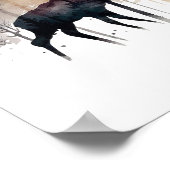 Poster Le cerf d'aquarelle dans les arbres forestiers Nat (Coin)