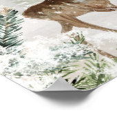 Poster Le cerf d'aquarelle en forêt d'hiver Noël (Coin)