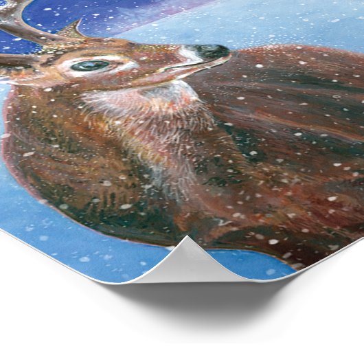 Poster Le cerf de Red Deer dans la neige (Coin)