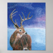 Poster Le cerf de Red Deer dans la neige (Devant)