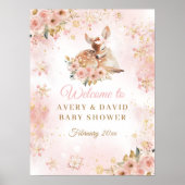 Poster Le cerf d'hiver rose est un Baby shower de fille (Devant)